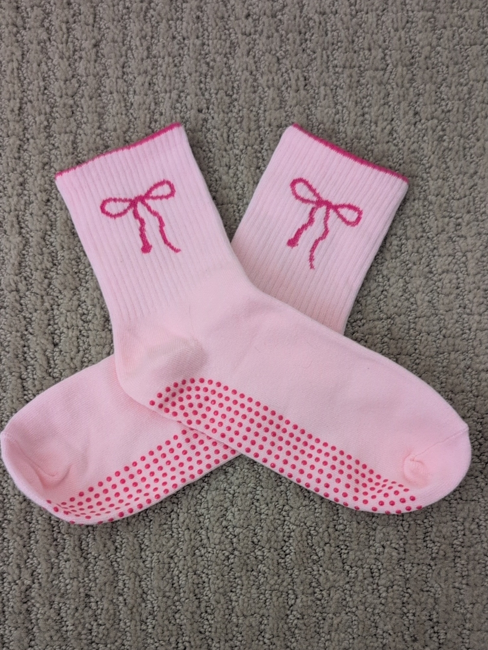 Pink Bow Grip Socks